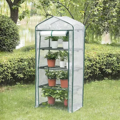 Zdjęcie produktu dla Szklarnia foliowa z bramą rolową | Biała | 69x49x158 cm
