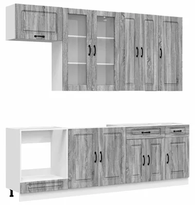 Image de vidaXL Ensemble de cuisine KALMAR, 8 pièces, gris Sonoma, panneaux de particules