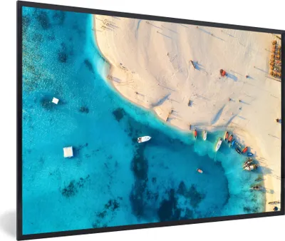 Produktbild von MuchoWow® MuchoWow® Gerahmtes Poster Strand - Boot - Meer 60x40 cm - Poster mit zchwarzem Bilderrahmen - Printing - Wanddeko Schlafzimmer