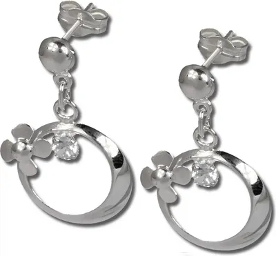 Produktbild von SilberDream Ohrstecker weiß Ohrringe Silber Blütenring Zirkonia Damen D2SDO547W