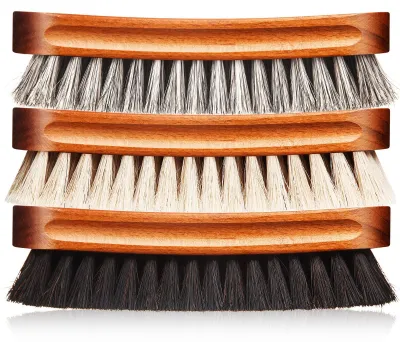 Productafbeelding van 3-delige Set Paardenhaar Schoenborstels voor Leeronderhoud