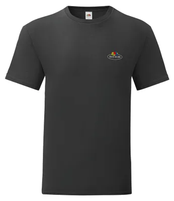 Produktbild von Fruit of the Loom Iconic 150 T-Shirt mit Vintage-Logo auf der Brust Farbe: schwarz - Vintage-Logo klein Größe: M