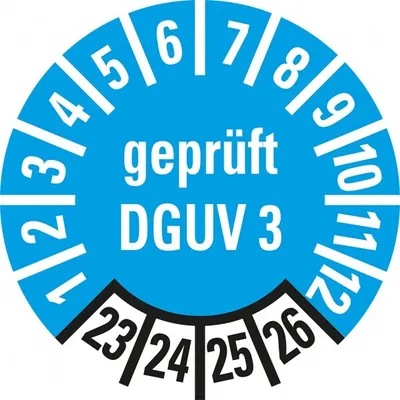 Produktbild von Dreifke® Prüfplakette  nach DGUV 3, 23-26, hellblau, Folie, ablösbar, ...