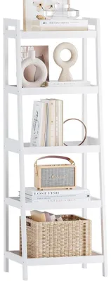 Productafbeelding van Bamboe boekenrek met 5 planken, 127 cm hoog, wit