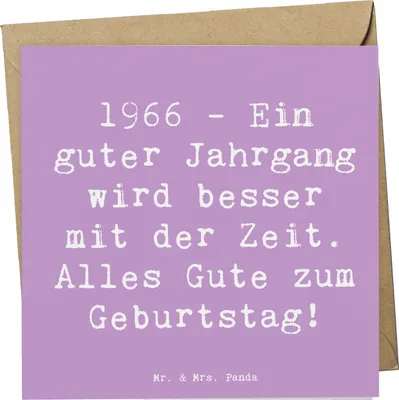 Produktbild von Mr. & Mrs. Panda Grußkarte Spruch 1966 Geburtstag - Lavendeltraum - Geschenk, anlasskarte, Geburtsjahr, Geburtstagsgeschenk, Glückwunschkarte, Erinnerungen, doppelkarte