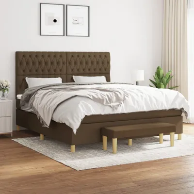 Produktbild von Robuste Einzelbett - Dezentem Design Boxspringbett mit Matratze Dunkelbraun 180x200 cm Stoff - Lattenrost Inklusive - 91640