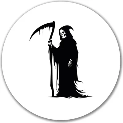 Produktbild von Huuraa Aufkleber Sensenmann Tod 10cm rund Sticker Geschenkidee