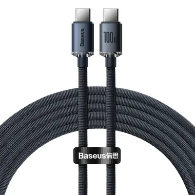 Zdjęcie produktu dla Kabel Baseus Crystal Shine USB-C–USB-C 2 m 100W czarny