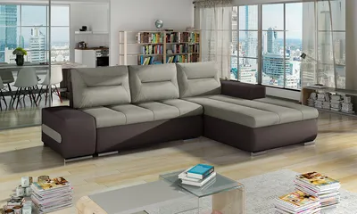 Produktbild von NABBI Ecksofa mit Zersetzung u Lagerraum Otelo P - beige / dunkelbraun