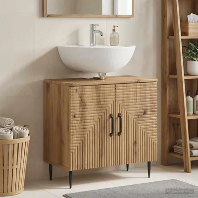 Immagine prodotto di Maison Exclusive - Mobile lavabo HAARLEM, legno effetto quercia artigianale, 59,5 x 31,5 x 59 cm