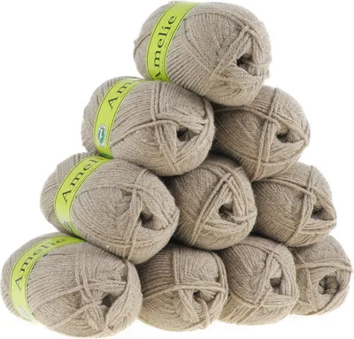 10 x 50g Pflegeleichtes Strickgarn AMELIE, kamelbraun