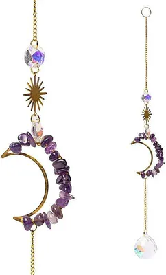 Produktbild von Sonnenfänger mit Amethystmond und Kristallkugel – 2er-Set – ±35 cm