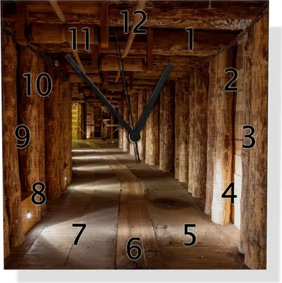 Produktbild von Wallario Design Wanduhr Alter Tunnel in einer Salzmine in Polen aus Aluverbund, Größe 30 x 30 cm