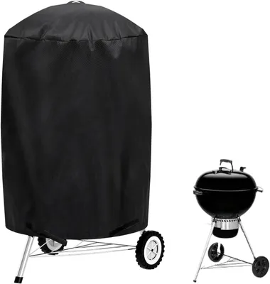 Produktbild von Grillabdeckung 73x90 cm, rund, wasserdicht, schwarz, Oxford-Gewebe, für Garten