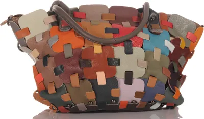 Produktbild von Damen Leder Patchwork Umhängetasche Shopper Schultertasche 30668