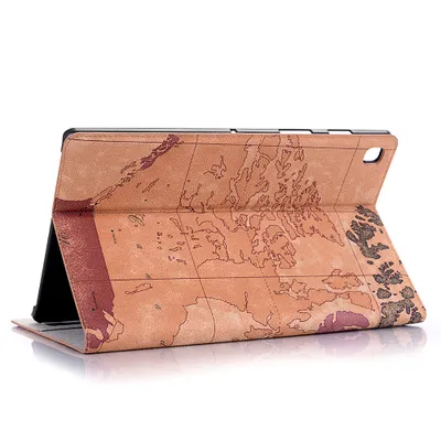 Produktbild von Schutzhülle für Samsung Galaxy Tab A7 10.4" T500 T505 T507 Smart Cover Etui Tasche Schutz Weltkarte - BRAUN