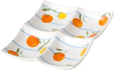 Produktbild von Boltze FRUITS Schale Orange Quadratisch New Bone Porzellan mit 4 Vertiefungen