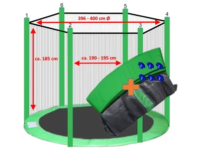Produktbild von walexo Trampolin Randabdeckung + Sicherheitsnetz für 6 Stangensystem ( 396 cm Ø, Hellgrün/Hellgrün )