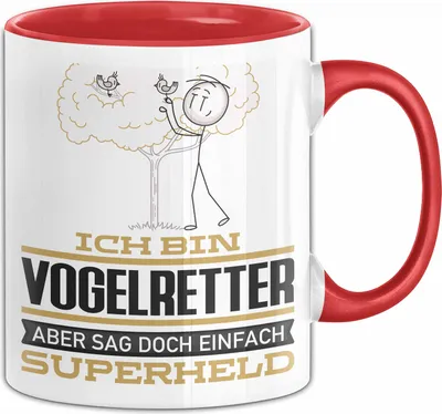 Produktbild von Vogelretter Geschenk Tasse Ich Bin Vogelretter Aber Sag Doch Einfach Superheld Lustige Geschenkdiee für Vogelretter Kaffee-Becher (Rot)