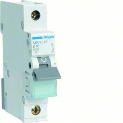 Produktbild von Hager LS-SCHALTER 1P+N 16A-B 6KA1PLE (MKN516)