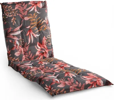 Produktbild von Liegenauflage - 60 x 190 cm - Anthrazit - Rot - Blütenmuster