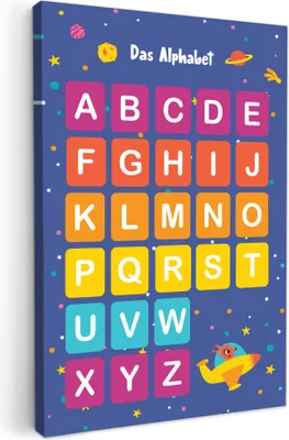 Produktbild von MuchoWow® - Leinwandbilder - Pädagogisch - Alphabet lernen - Raum - Buchstaben, Wandbild, Wanddeko Bilder Wohnzimmer, 40x60 cm