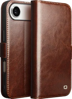 Produktbild von iPhone Air Hülle - QIALINO Genuine Leather Klapphülle - Echtes Leder - Braun