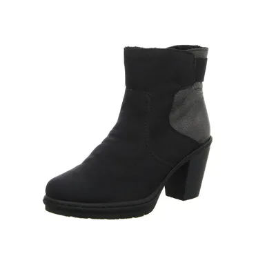 A single black and gray women's boot is shown against a white background.