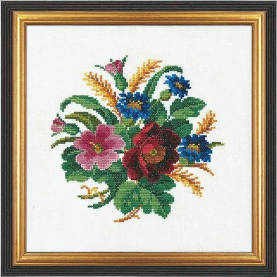 Immagine prodotto di Kit per punto croce "Papaveri e fiordalisi" di Eva Rosenstand, schema a punto croce, dimensioni 25x25 cm