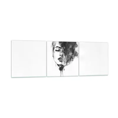 Produktbild von Bilder auf glas - 3 Teile - Frau Gesicht Abstraktion - 90x30cm - Glasbilder - Wandbilder - Bilder - zum Aufhängen bereit - Wanddekoration aus Glas - Glas Bilder - Wandbild auf Glas - GCA90x30-4934