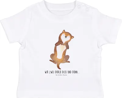 Produktbild von Mr. & Mrs. Panda T-Shirt Hund Streicheln 12. - 18. Monat - Weiß - Geschenk, Baby Jerseyshirt, Wauwau, Sprüche, Babyshirt, Kleinkind, Hunde, Bauch, Süß, Öko, Shirt