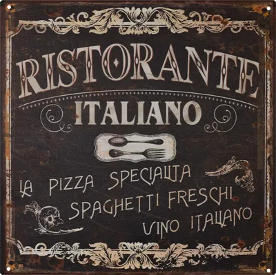 Produktbild von Moritz Blechschild 30 x 30 cm Ristorante Italiano Pizza Spaghetti Vino Deko Metallschild Retro Vintage Retro Sprüche lustig
