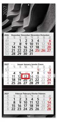 Produktbild von Timr 3-Monatskalender 2027 - Wandkalender 3 Monate I Motiv Schwarz I tr449