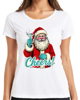 Zdjęcie produktu dla Wiwat Boże Narodzenie! Koszulka damska Cocktail Martini Christmas Party Vintage, biały, 3XL