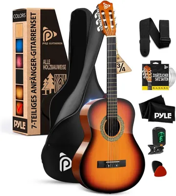 Produktbild von Pyle Akustikgitarre für Anfänger, 3/4 Junior-Größe Instrument für Kinder, Erwachsene, 91,4 cm Sun Burst