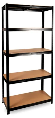 Produktbild von Schwerlastregal 40x90x180 cm Schwarz I bis 875kg Traglast I Kellerregal aus Stahl I Lagerregal für Abstellraum Garage Küche