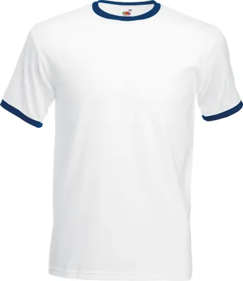 Produktbild von Fruit Of The Loom Herren Ringer T-Shirt BC342 (XL) (Weiß/Marineblau)