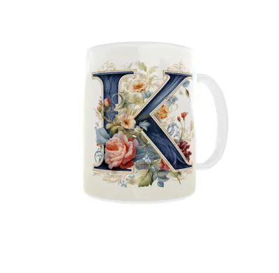 Obrázek produktu pro Hrnek 300ml Monogram Písmeno K - Květiny