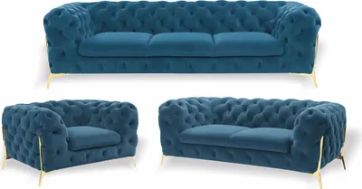 Produktbild von Luxus Chesterfield Polster Sofagarnitur in Samt 3+2 Sitzer Couch Set Garnitur