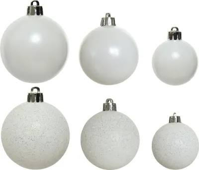 Produktbild von Weihnachtskugeln Kunststoff Mix 4-6cm 30er Set - Winterweiß