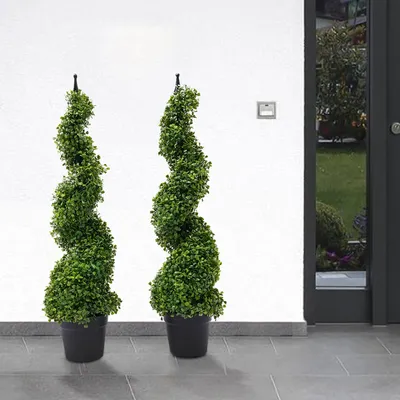 Zdjęcie produktu dla Sztuczne wieże drzew, spiralne wieże drzew symulujące bonsai, 2 symulacje bonsai, czarno-zielone
