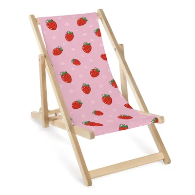 Produktbild von Allbag Strandliege mit Armlehnen Strandliege aus Holz Gartenliege klappbar Gartenliege klappbar Liege – Erdbeer-Design