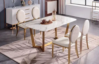 Produktbild von Esstisch Moderner Tisch Holz Esszimmer Garnitur 4x Stuhl Set Stühle 5 tlg.Set