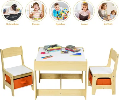 Kindertisch Mit 2 Stühlen 3 TLG. Kindersitzgruppe  Produktbild-Vorschau 3