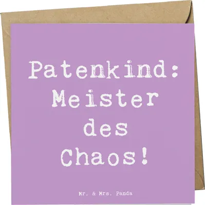 Produktbild von Mr. & Mrs. Panda Grußkarte Spruch Patenkind Chaosmeister - Lavendeltraum - Geschenk, Patenschaft, einzigartige Designs, Klappkarte, Humor, Chaos, faltkarte, Verwandte