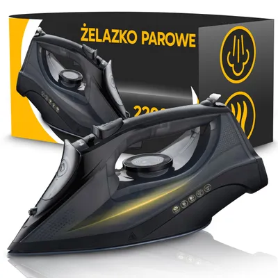 Obrázek produktu pro Napařovací žehlička, 2200 W, s keramickým povrchem, systém proti usazování vodního kamene a proti kapání, objem 450 ml