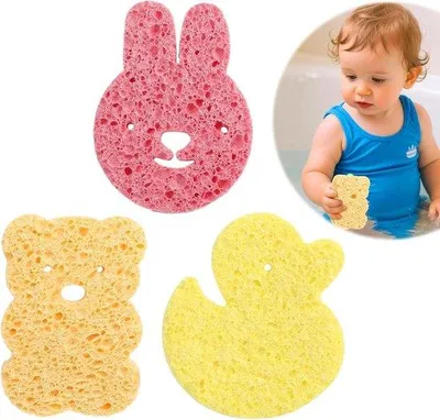 Produktbild von Weiche Badeschwämme für Kinder, Set von 3, natürlich, sicher, ideal für Babys