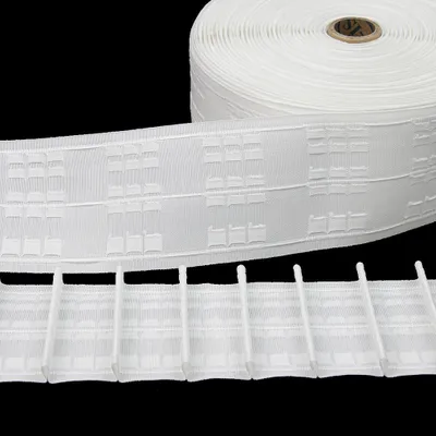 Produktbild von Gardinenband 10m Bleistiftfalte Multitaschenband Weiß-80mm 1:1.8 Kräuselband Faltenband