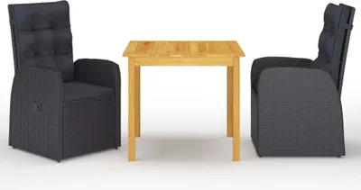 Produktbild von The Living Store 3-tlg. Garten-Essgruppe Schwarz