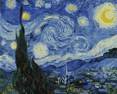 Zdjęcie produktu dla Malowanie po numerach Gwiaździsta Noc Vincent van Gogh 40x50 cm